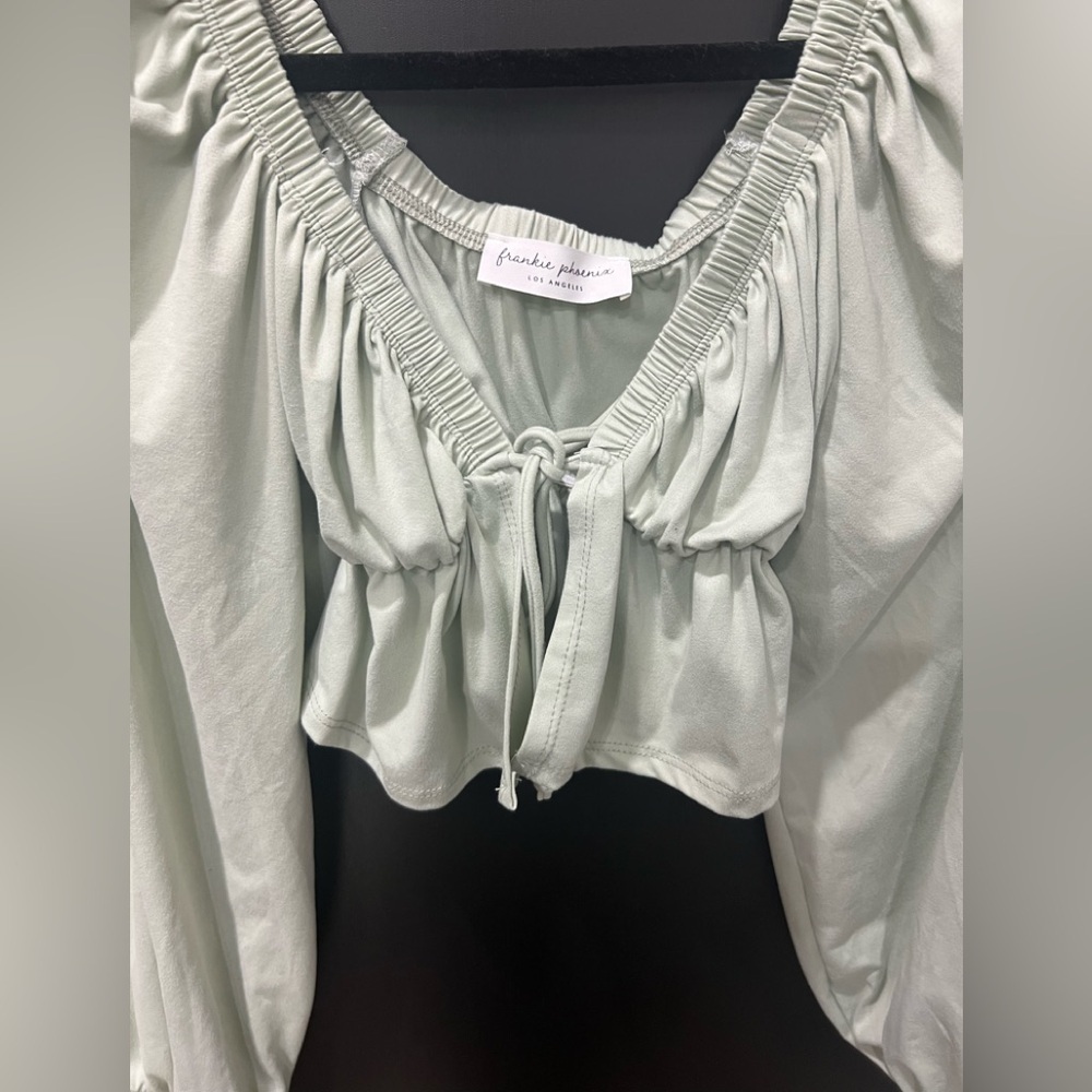 Frankie Phoenix Elegant Women's Sage Green Top - Picture 5 of 11